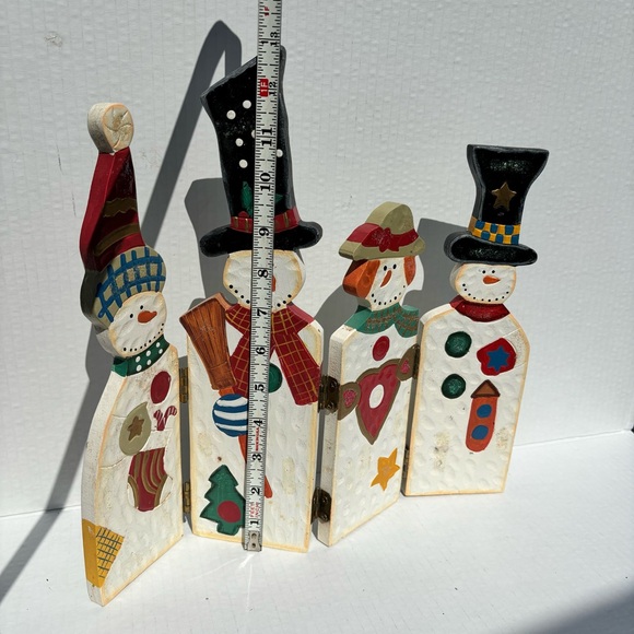 5 Panel Wooden Folding Snowman Decor Winter Holiday 13” - Picture 11 of 14